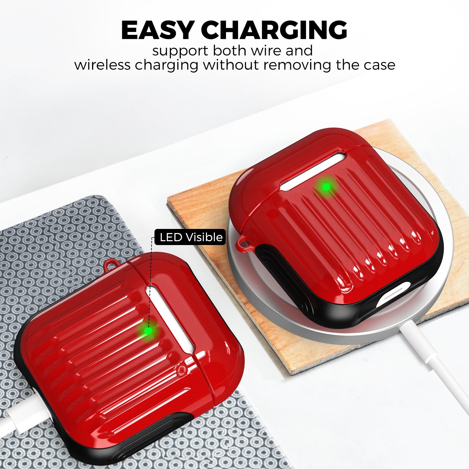 AHASTYLE WG76-2 Protective Case for Apple AirPods with Charging Case (2016) (2019) AirPods with Wireless Charging Case (2019) Cover with Buckle AHASTYLE WG76-2 Protective Case for Apple AirPods with Charging Case (2016) (2019) AirPods with Wireless Charging Case (2019) Cover with Buckle
